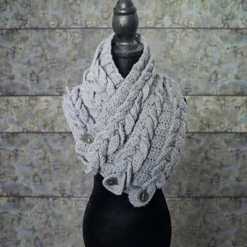 Crochet Braided Scarf and Ear Warmer Set
